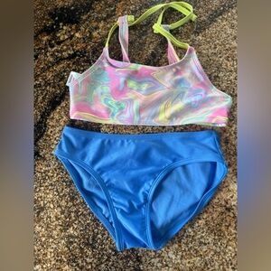 art class Kids Swim Bikini - Multicolor Top and Blue Bottom